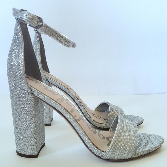 Sam Edelman Yaro Silver Strappy Block Heel Size 8.5 - Picture 4 of 11